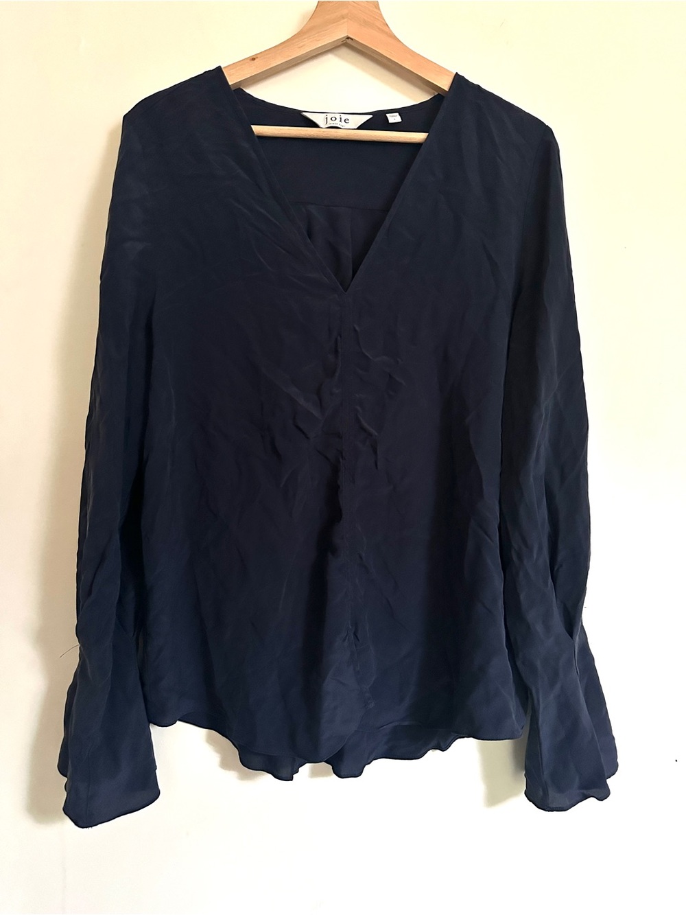 Joie Silk Navy V-Neck Long Sleeve Blouse